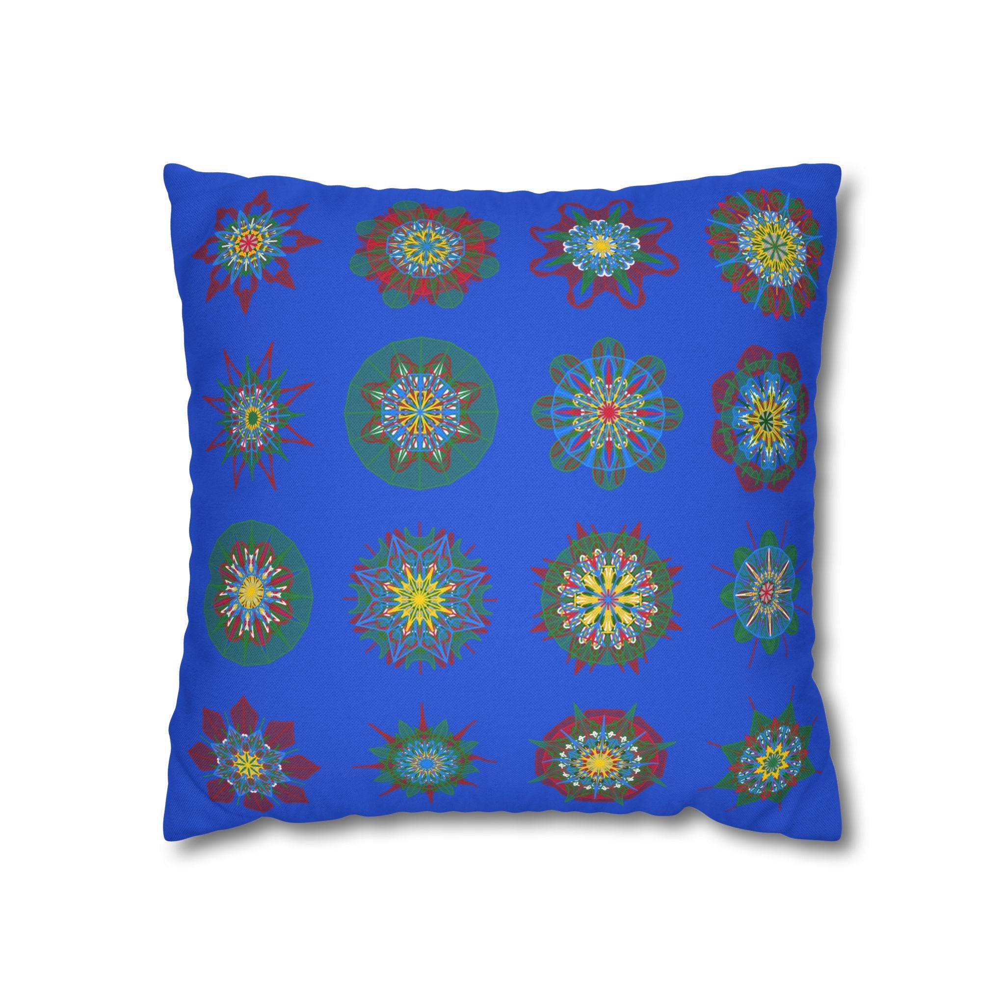 Christmas pillowcase for bed - Spun Polyester Square Pillowcase Mandala Art - Original Fine Art - Hand - drawn, Royal Blue - Blululi