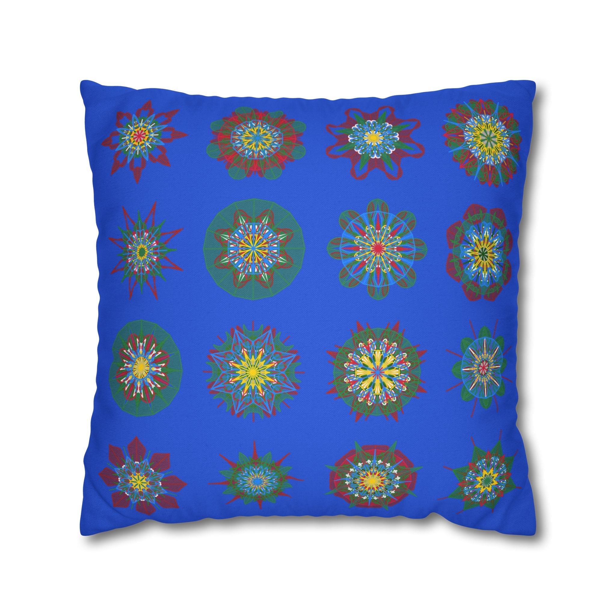 Christmas pillowcase for bed - Spun Polyester Square Pillowcase Mandala Art - Original Fine Art - Hand - drawn, Royal Blue - Blululi