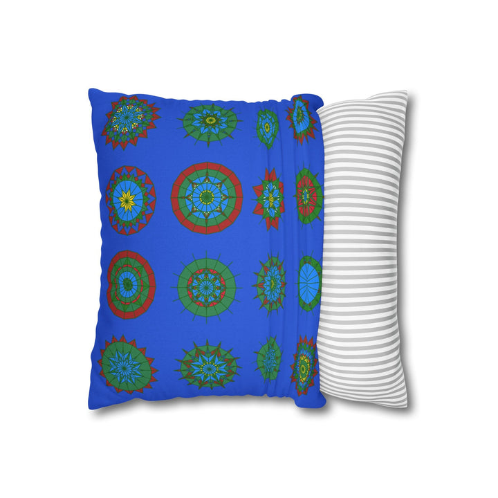 Christmas pillowcase for bed - Spun Polyester Square Pillowcase Mandala Art - Original Fine Art - Hand - drawn, Royal Blue - Blululi