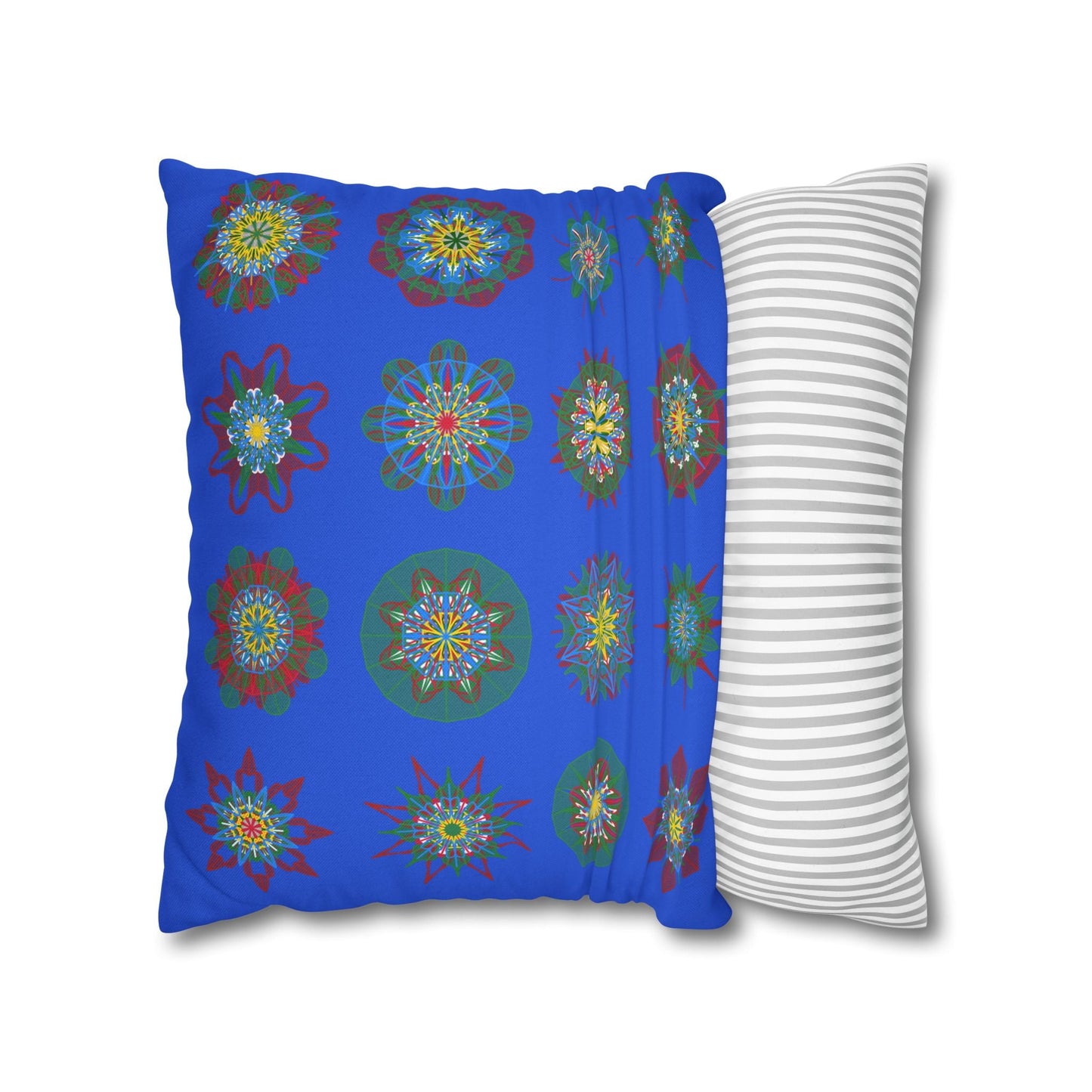 Christmas pillowcase for bed - Spun Polyester Square Pillowcase Mandala Art - Original Fine Art - Hand - drawn, Royal Blue - Blululi