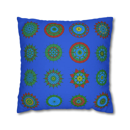 Christmas pillowcase for bed - Spun Polyester Square Pillowcase Mandala Art - Original Fine Art - Hand - drawn, Royal Blue - Blululi