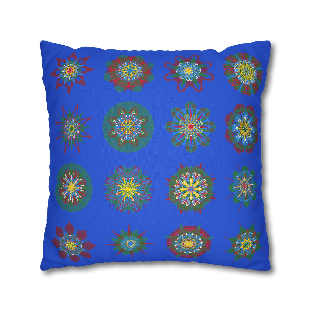 Christmas pillowcase for bed - Spun Polyester Square Pillowcase Mandala Art - Original Fine Art - Hand - drawn, Royal Blue - Blululi