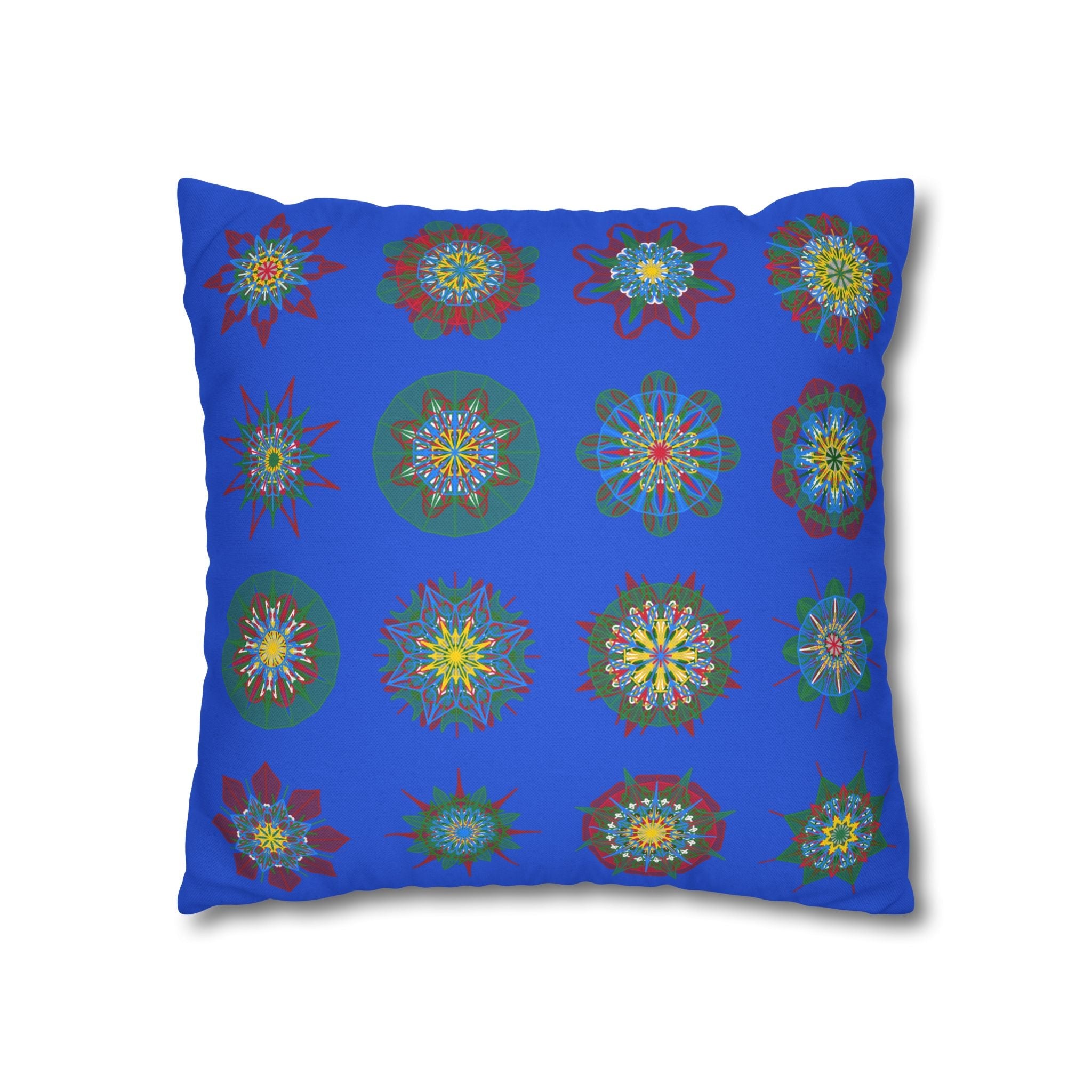 Christmas pillowcase for bed - Spun Polyester Square Pillowcase Mandala Art - Original Fine Art - Hand - drawn, Royal Blue - Blululi