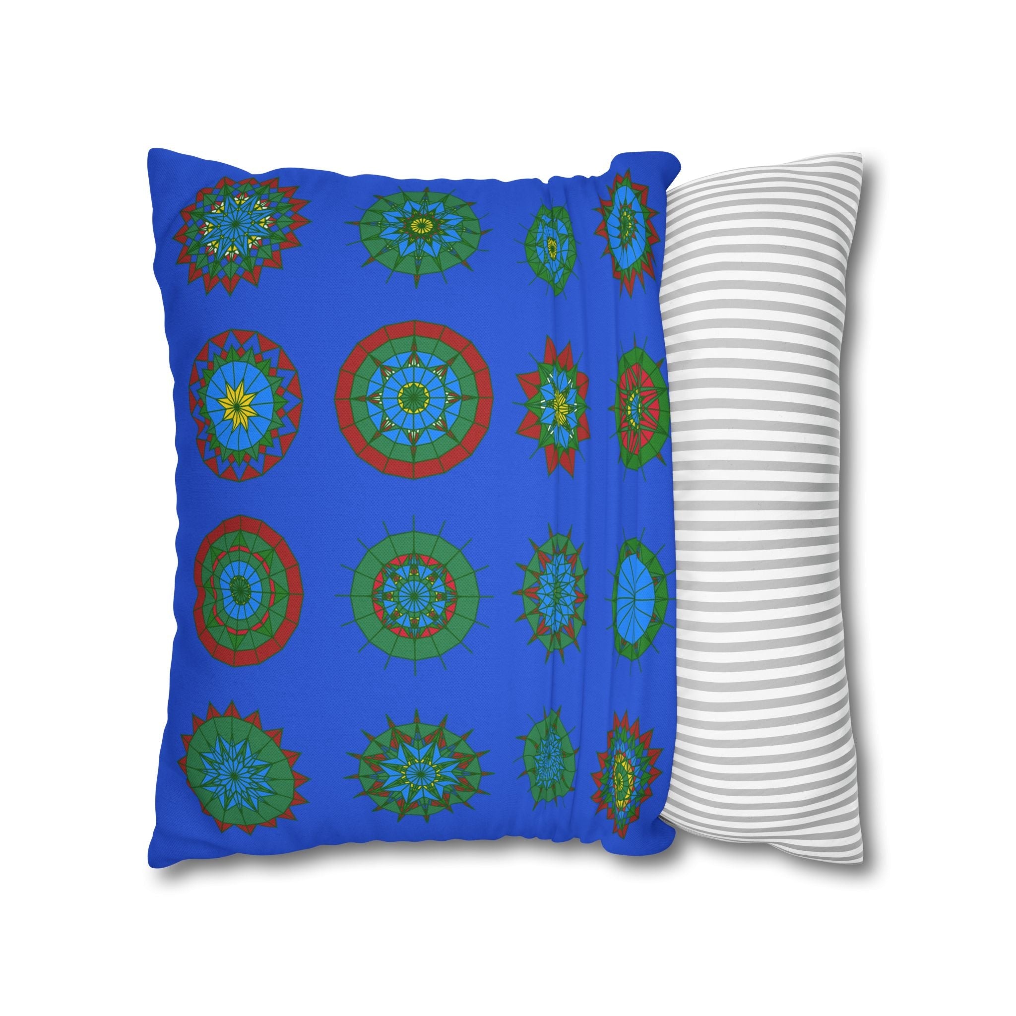 Christmas pillowcase for bed - Spun Polyester Square Pillowcase Mandala Art - Original Fine Art - Hand - drawn, Royal Blue - Blululi