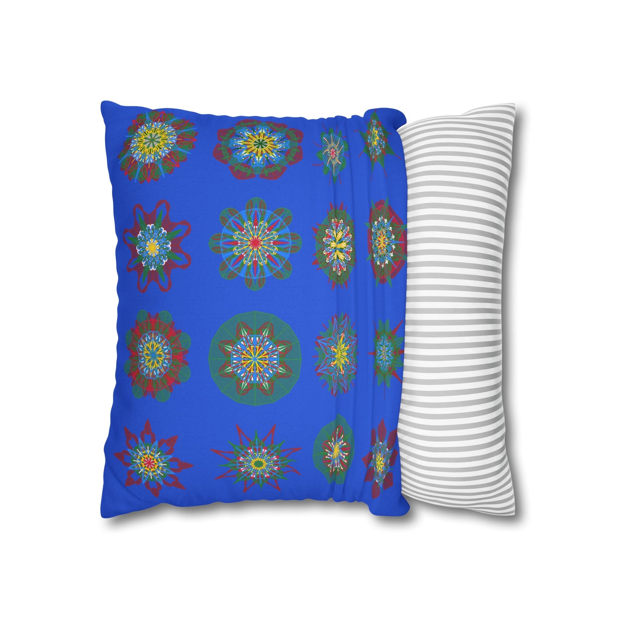 Christmas pillowcase for bed - Spun Polyester Square Pillowcase Mandala Art - Original Fine Art - Hand - drawn, Royal Blue - Blululi