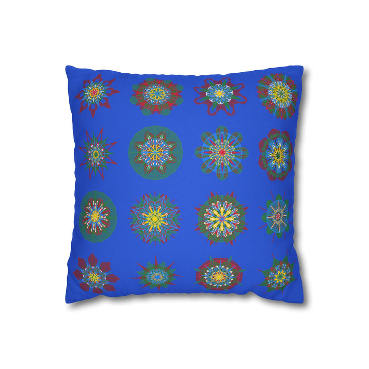 Christmas pillowcase for bed - Spun Polyester Square Pillowcase Mandala Art - Original Fine Art - Hand - drawn, Royal Blue - Blululi