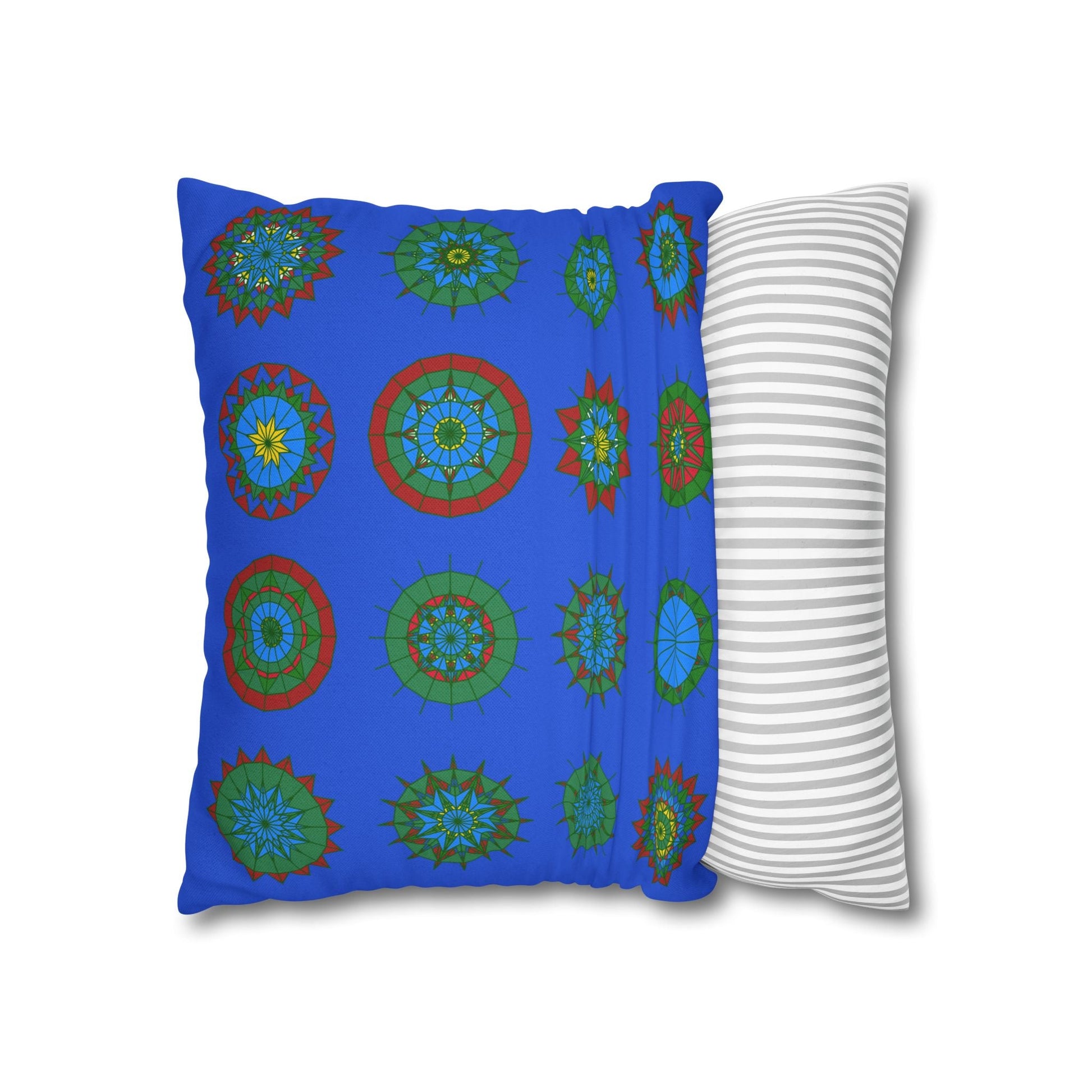 Christmas pillowcase for bed - Spun Polyester Square Pillowcase Mandala Art - Original Fine Art - Hand - drawn, Royal Blue - Blululi