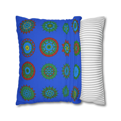 Christmas pillowcase for bed - Spun Polyester Square Pillowcase Mandala Art - Original Fine Art - Hand - drawn, Royal Blue - Blululi