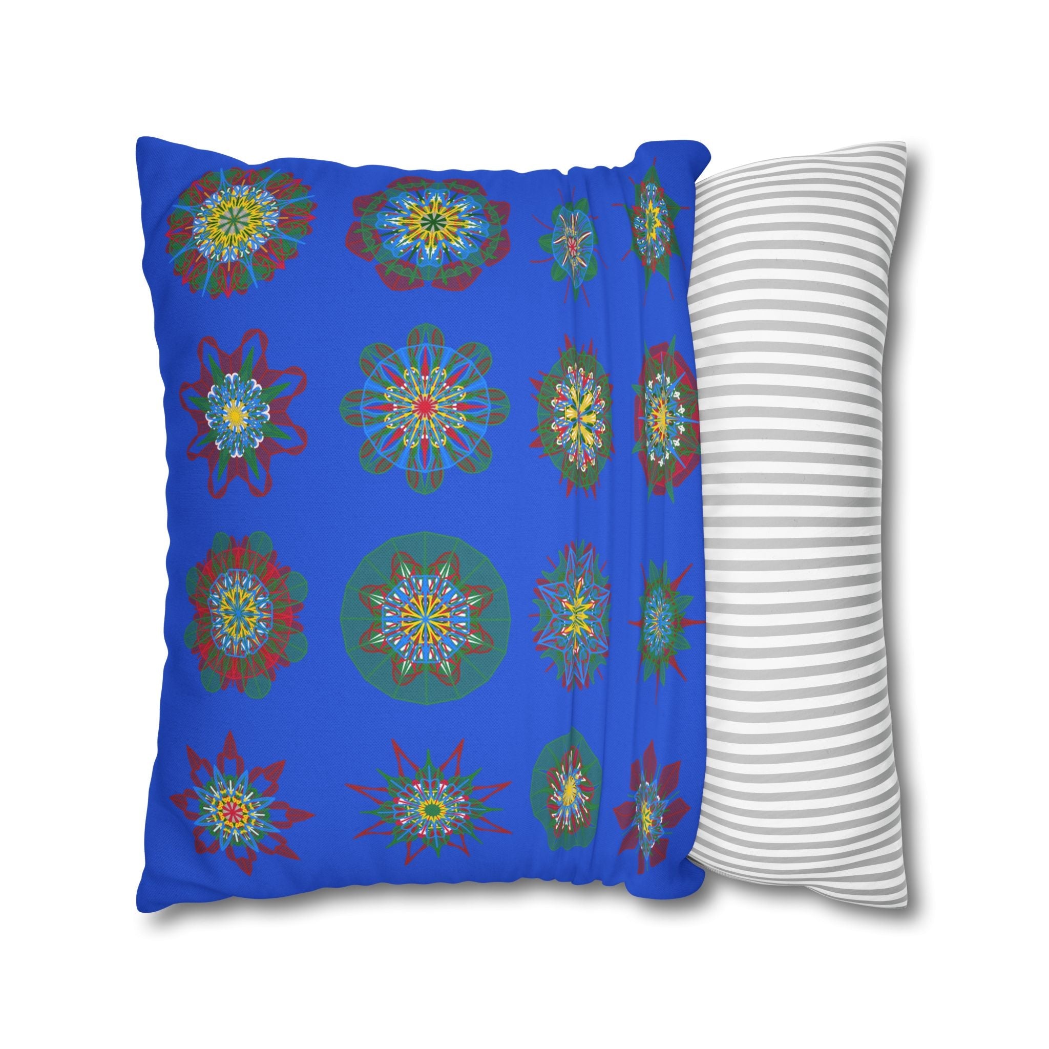 Christmas pillowcase for bed - Spun Polyester Square Pillowcase Mandala Art - Original Fine Art - Hand - drawn, Royal Blue - Blululi