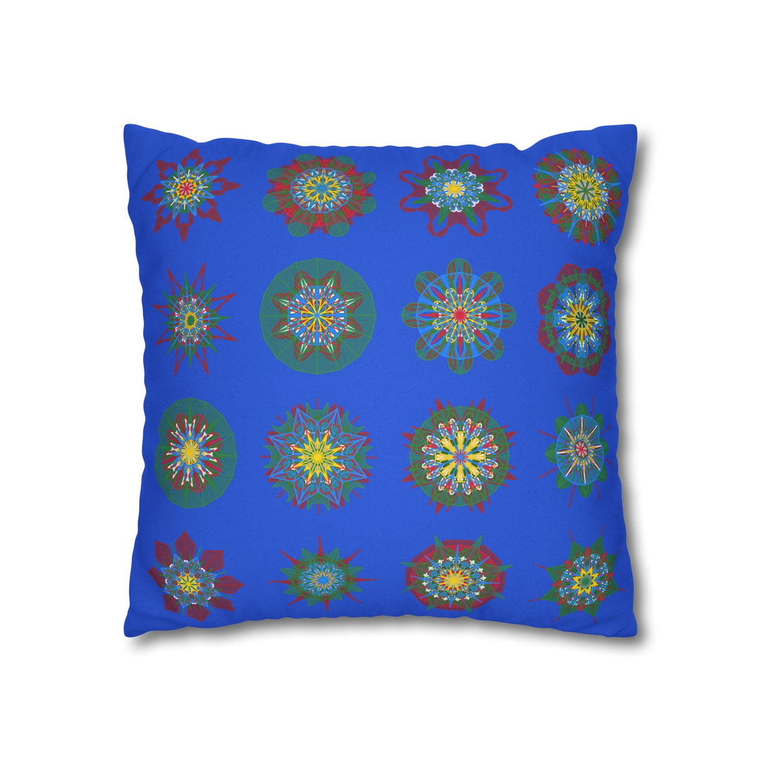 Christmas pillowcase for bed - Spun Polyester Square Pillowcase Mandala Art - Original Fine Art - Hand - drawn, Royal Blue - Blululi