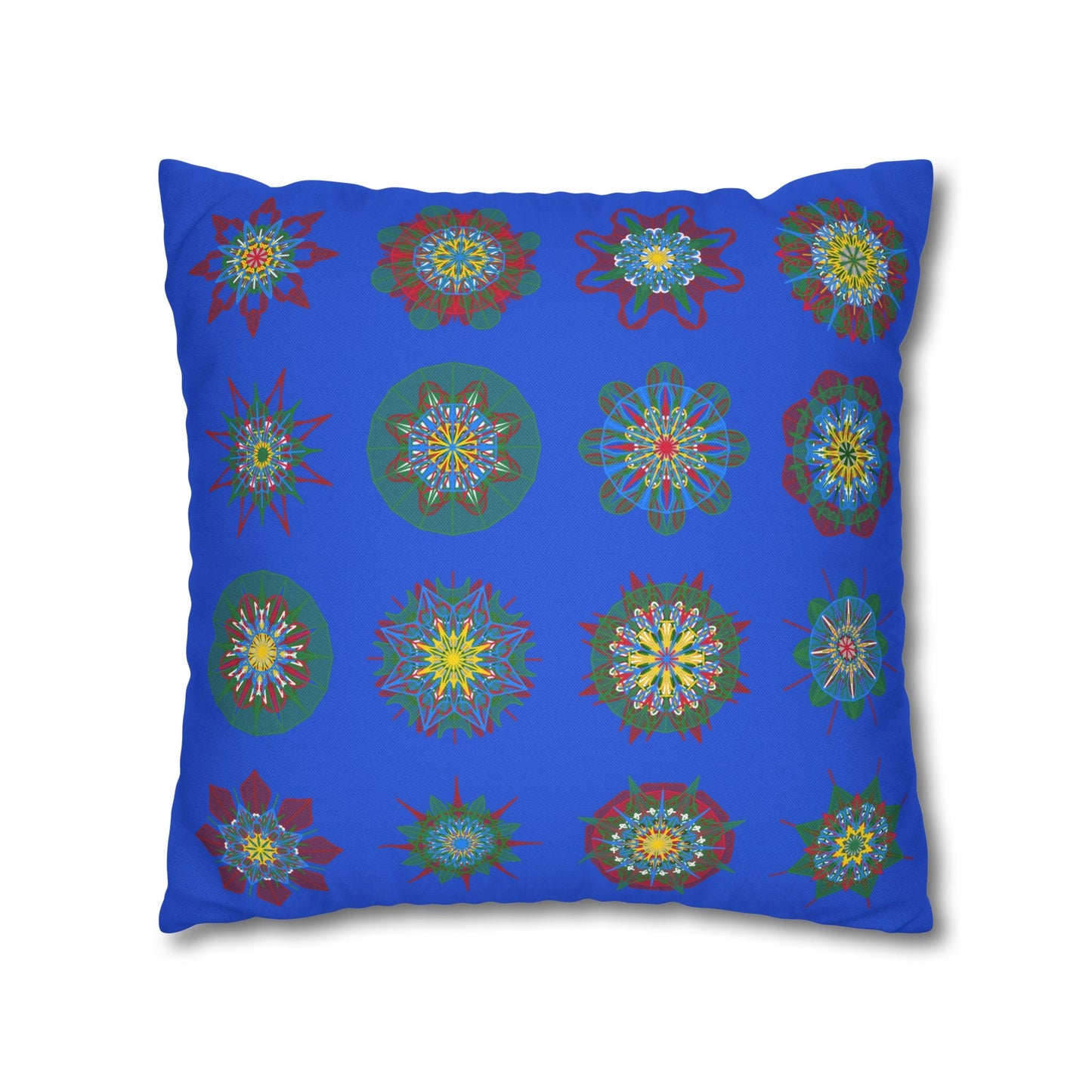 Christmas pillowcase for bed - Spun Polyester Square Pillowcase Mandala Art - Original Fine Art - Hand - drawn, Royal Blue - Blululi