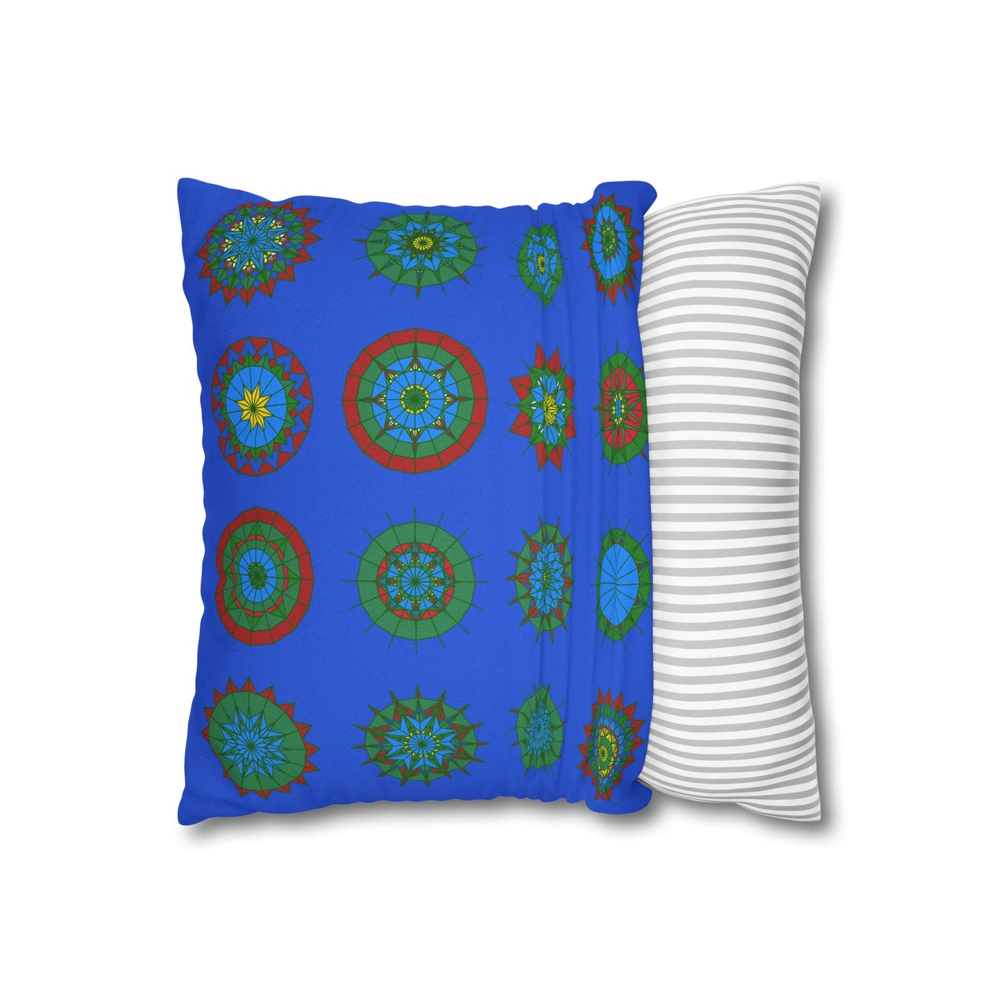 Christmas pillowcase for bed - Spun Polyester Square Pillowcase Mandala Art - Original Fine Art - Hand - drawn, Royal Blue - Blululi