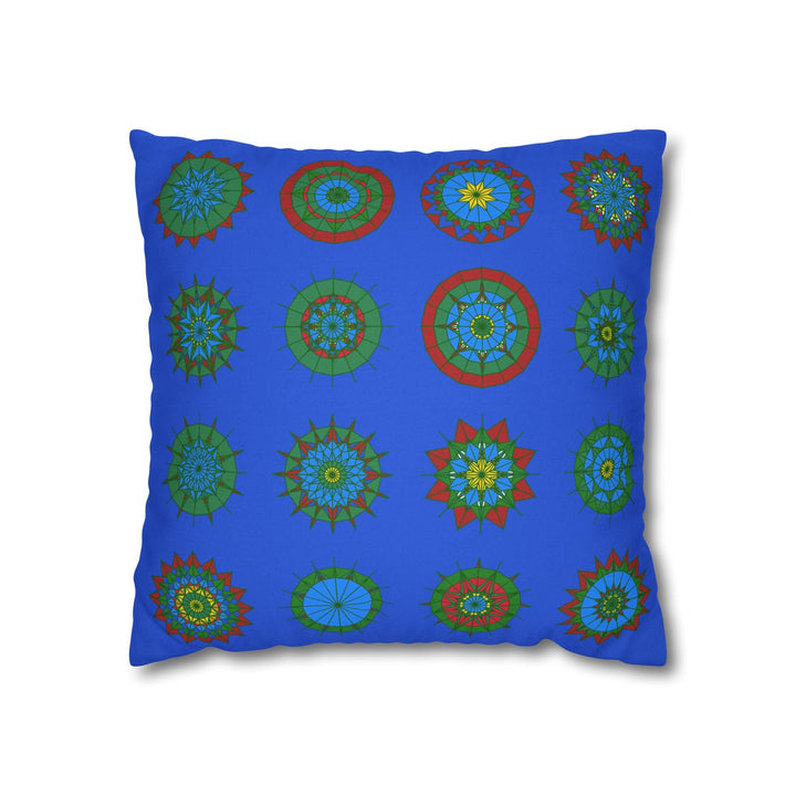 Christmas pillowcase for bed - Spun Polyester Square Pillowcase Mandala Art - Original Fine Art - Hand - drawn, Royal Blue - Blululi