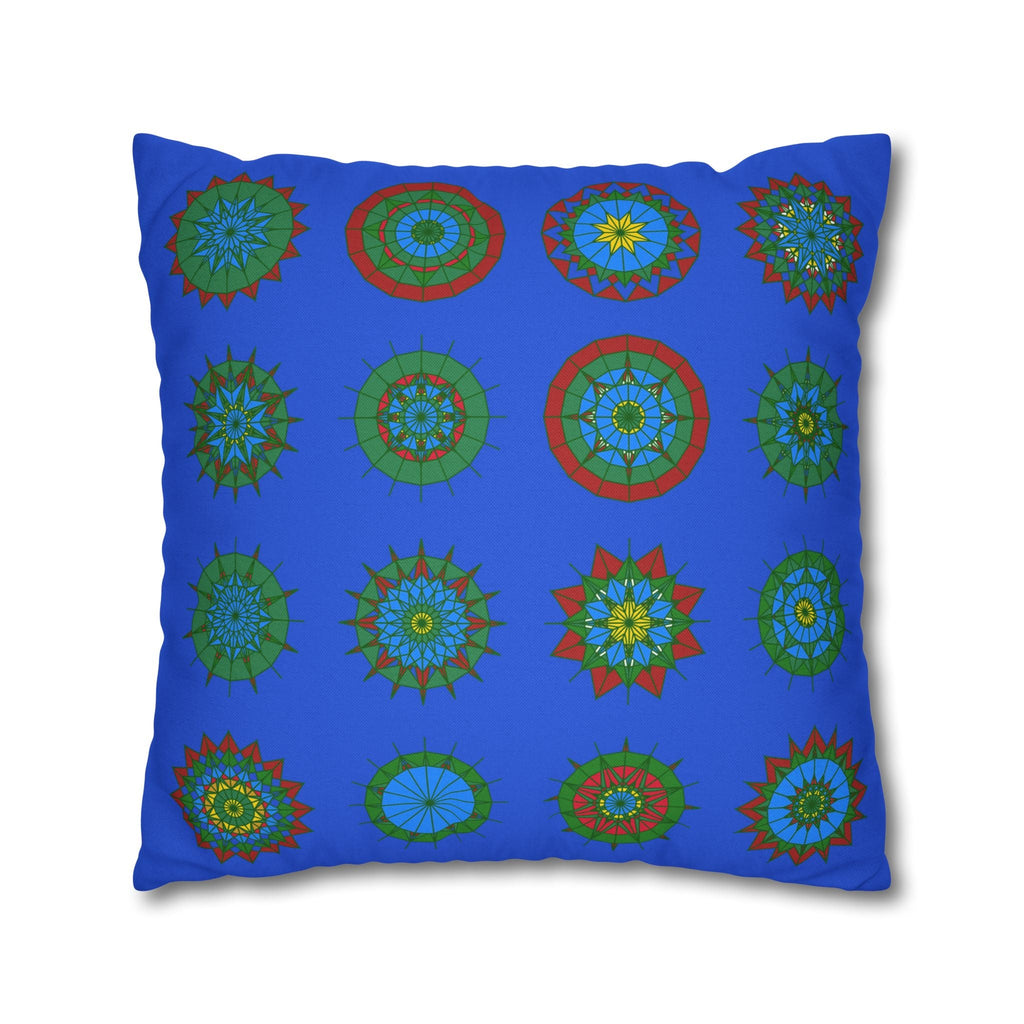 Christmas pillowcase for bed - Spun Polyester Square Pillowcase Mandala Art - Original Fine Art - Hand - drawn, Royal Blue - Blululi