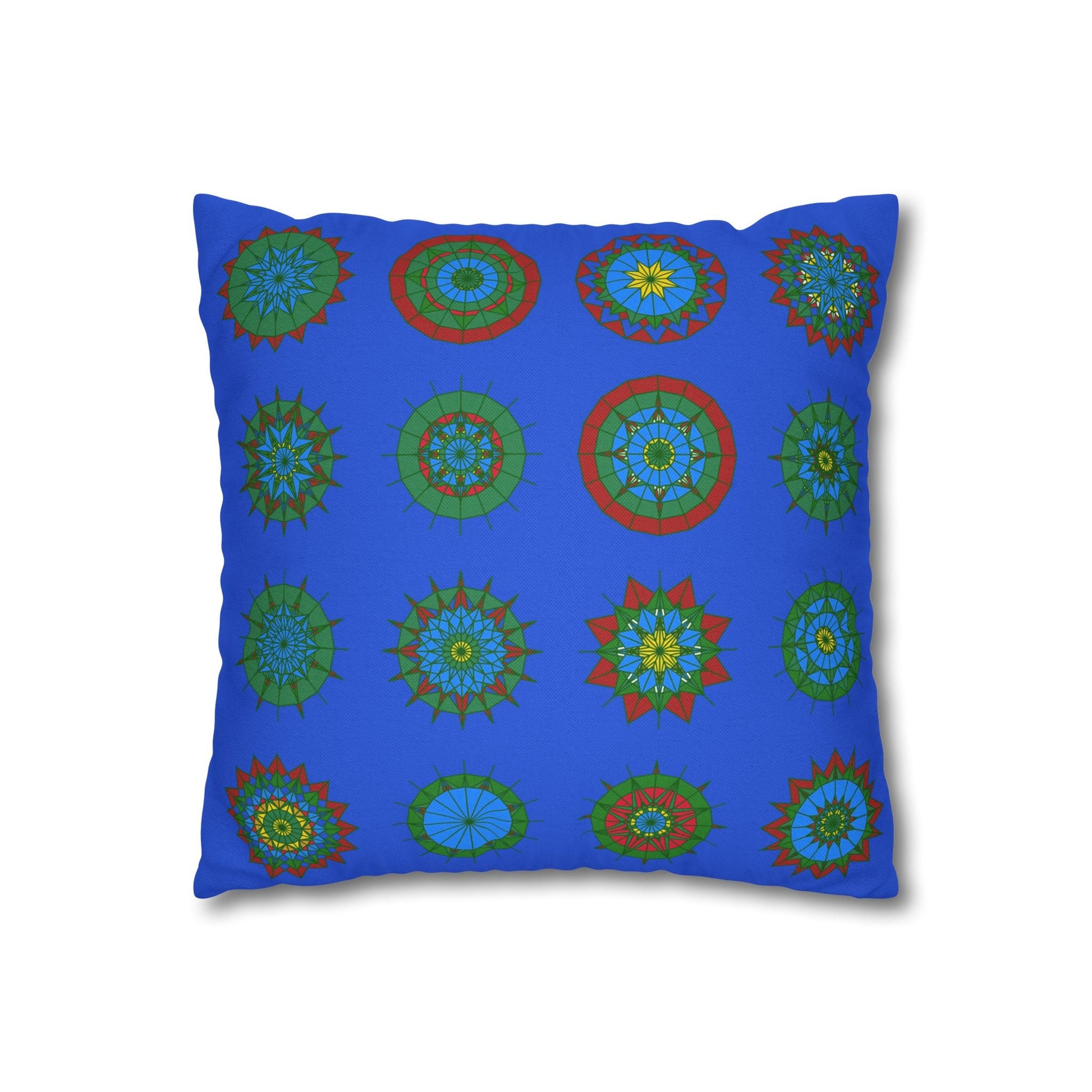 Christmas pillowcase for bed - Spun Polyester Square Pillowcase Mandala Art - Original Fine Art - Hand - drawn, Royal Blue - Blululi