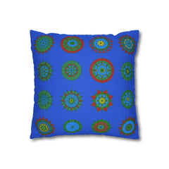Christmas pillowcase for bed - Spun Polyester Square Pillowcase Mandala Art - Original Fine Art - Hand - drawn, Royal Blue - Blululi