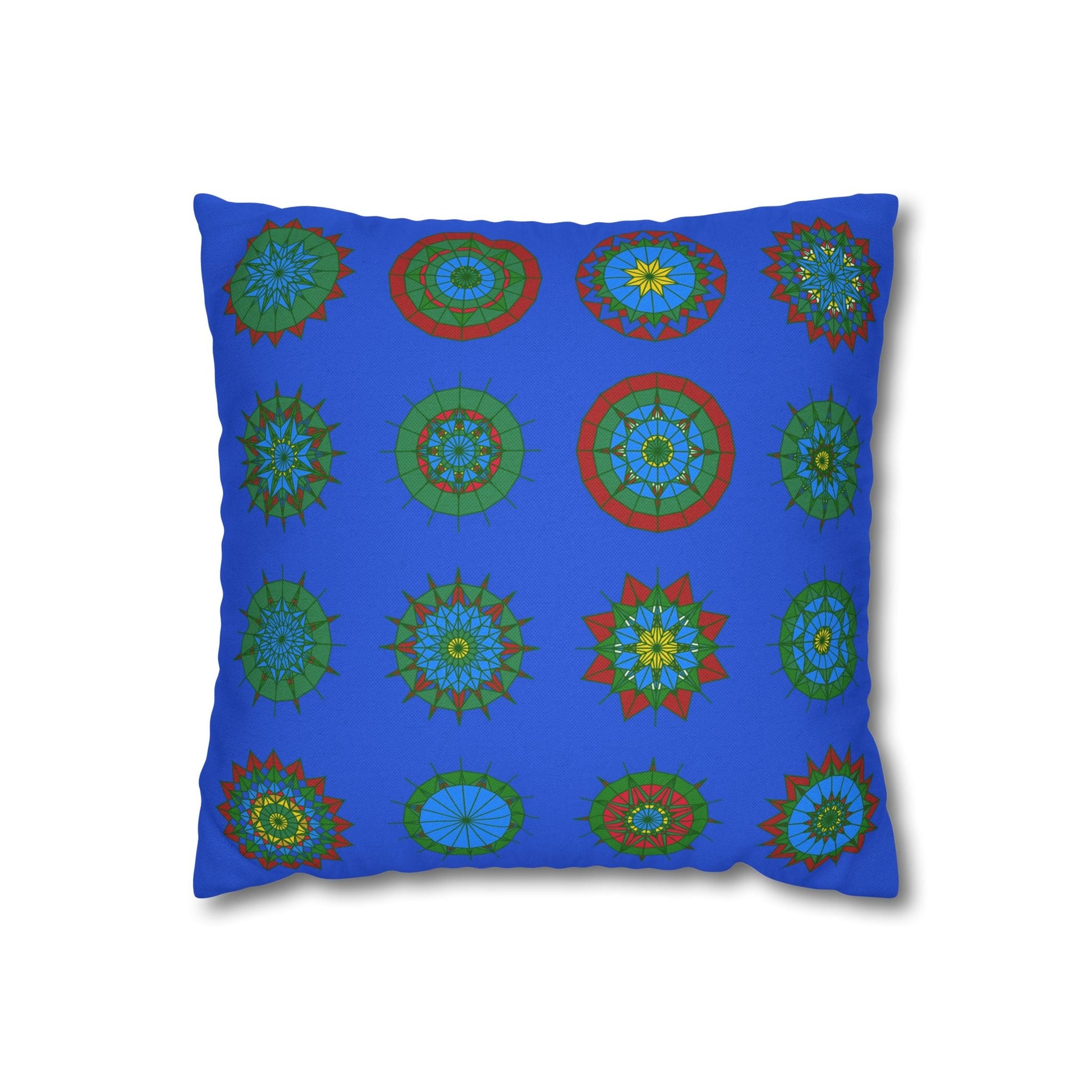 Christmas pillowcase for bed - Spun Polyester Square Pillowcase Mandala Art - Original Fine Art - Hand - drawn, Royal Blue - Blululi