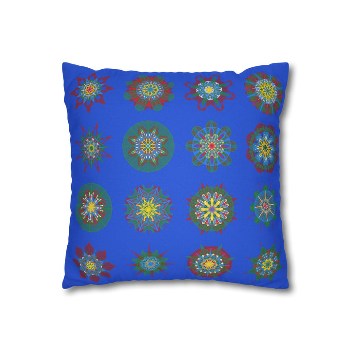 Christmas pillowcase for bed - Spun Polyester Square Pillowcase Mandala Art - Original Fine Art - Hand - drawn, Royal Blue - Blululi