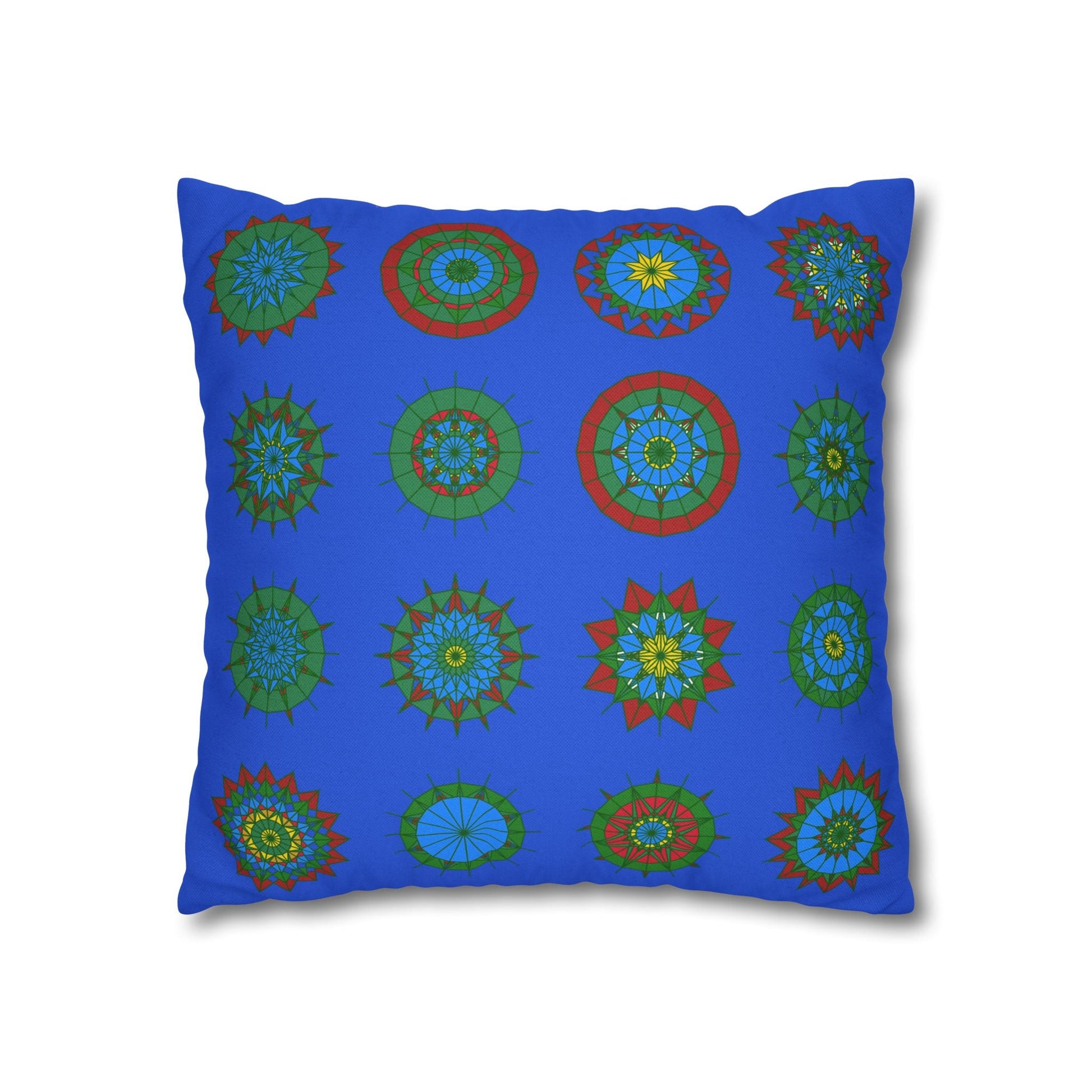 Christmas pillowcase for bed - Spun Polyester Square Pillowcase Mandala Art - Original Fine Art - Hand - drawn, Royal Blue - Blululi