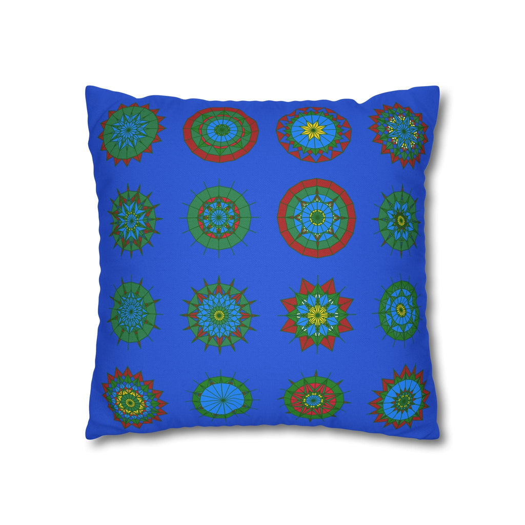 Christmas pillowcase for bed - Spun Polyester Square Pillowcase Mandala Art - Original Fine Art - Hand - drawn, Royal Blue - Blululi