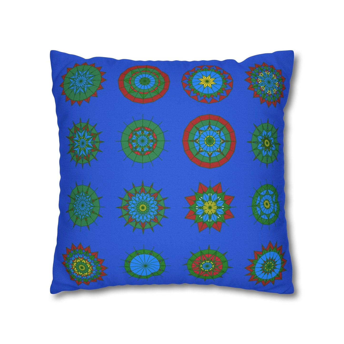 Christmas pillowcase for bed - Spun Polyester Square Pillowcase Mandala Art - Original Fine Art - Hand - drawn, Royal Blue - Blululi