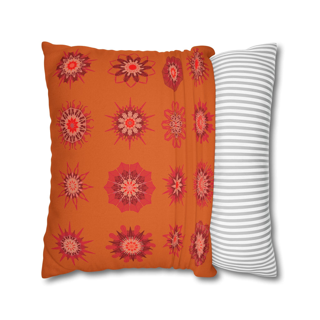 Christmas pillowcase for bed - Spun Polyester Square Pillowcase Mandala Art - Original Fine Art - Hand - drawn, Sunset Orange - Blululi