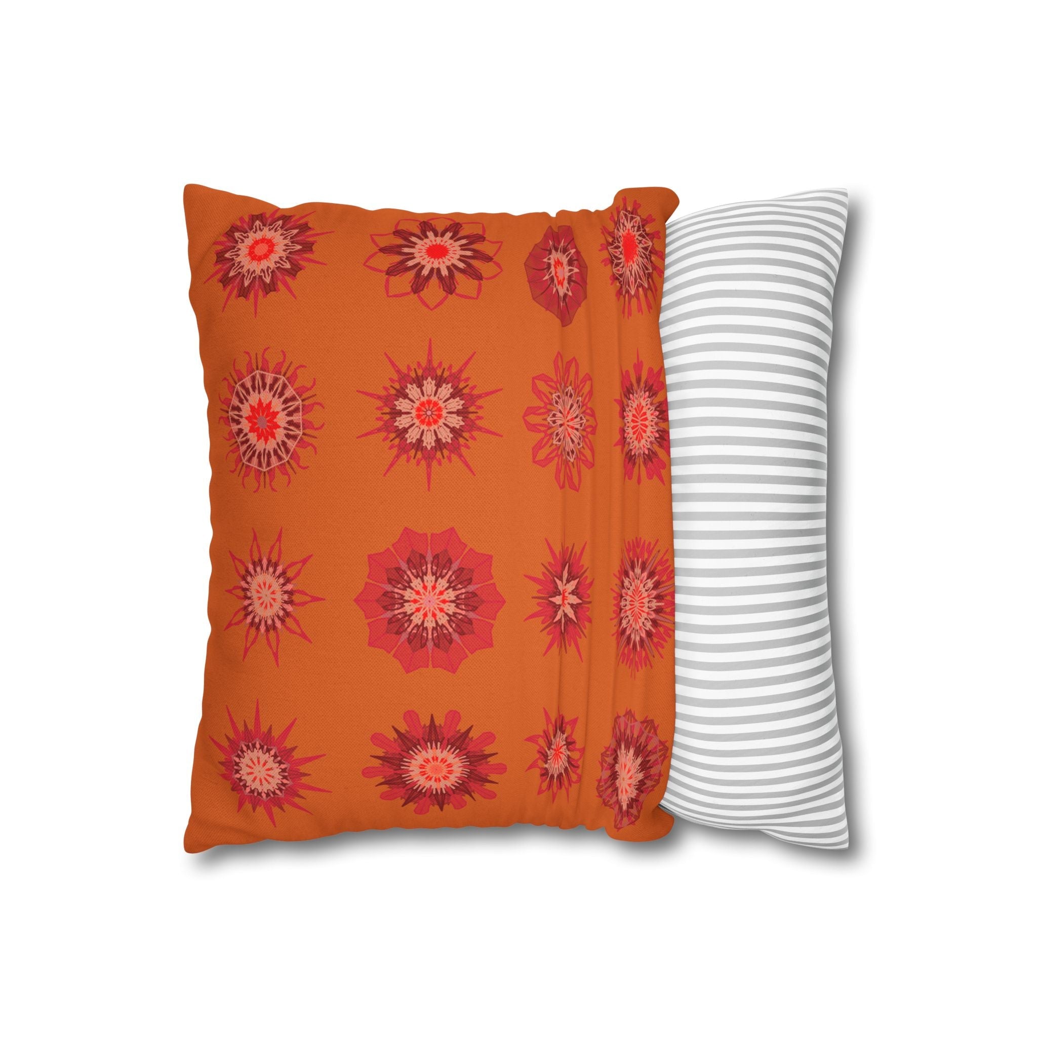 Christmas pillowcase for bed - Spun Polyester Square Pillowcase Mandala Art - Original Fine Art - Hand - drawn, Sunset Orange - Blululi