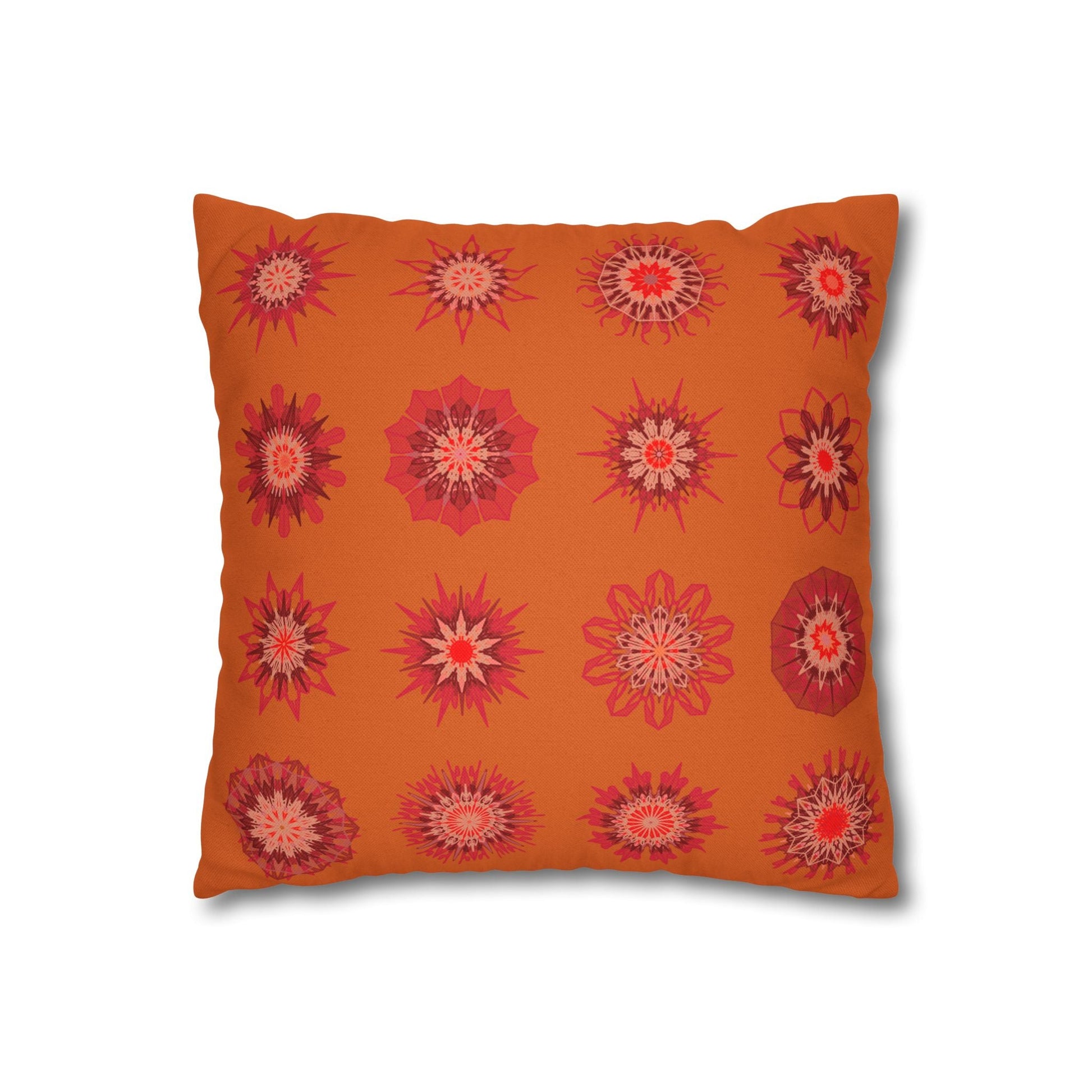 Christmas pillowcase for bed - Spun Polyester Square Pillowcase Mandala Art - Original Fine Art - Hand - drawn, Sunset Orange - Blululi