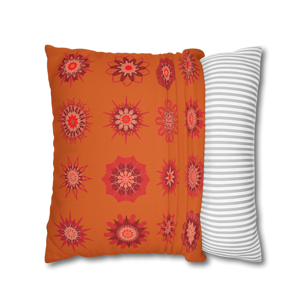 Christmas pillowcase for bed - Spun Polyester Square Pillowcase Mandala Art - Original Fine Art - Hand - drawn, Sunset Orange - Blululi