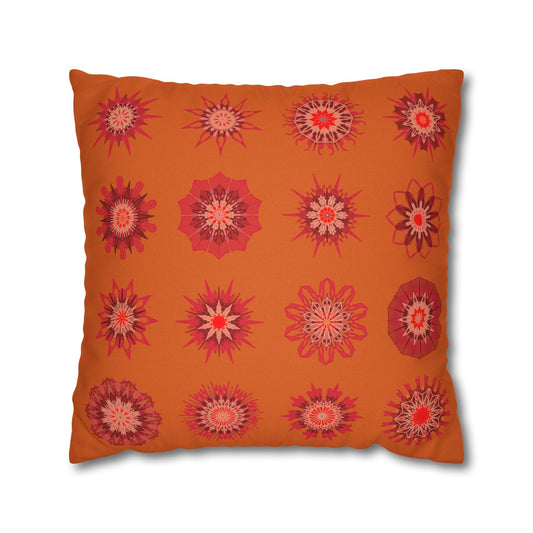 Christmas pillowcase for bed - Spun Polyester Square Pillowcase Mandala Art - Original Fine Art - Hand - drawn, Sunset Orange - Blululi