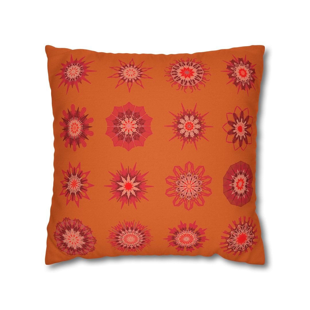 Christmas pillowcase for bed - Spun Polyester Square Pillowcase Mandala Art - Original Fine Art - Hand - drawn, Sunset Orange - Blululi