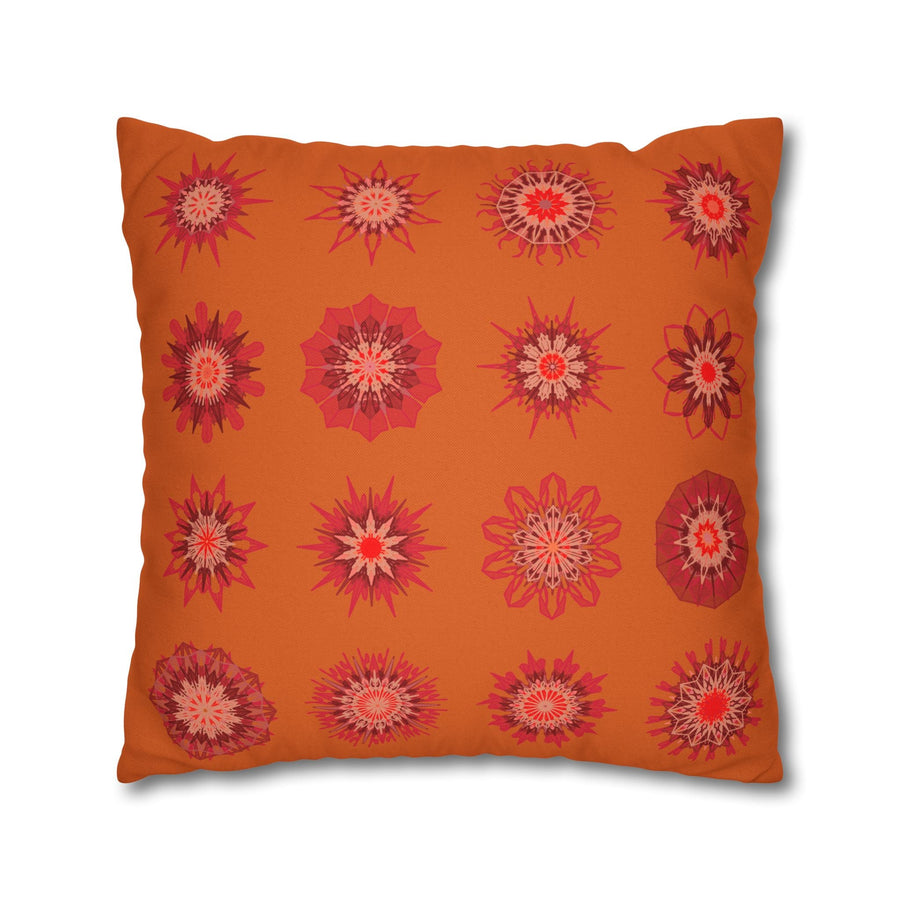 Christmas pillowcase for bed - Spun Polyester Square Pillowcase Mandala Art - Original Fine Art - Hand - drawn, Sunset Orange - Blululi