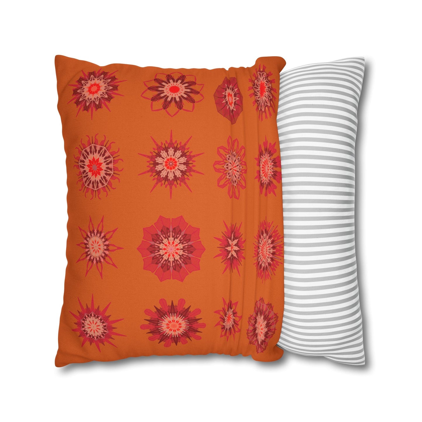 Christmas pillowcase for bed - Spun Polyester Square Pillowcase Mandala Art - Original Fine Art - Hand - drawn, Sunset Orange - Blululi