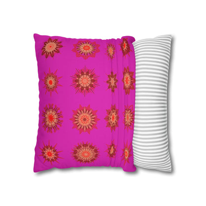 Christmas pillowcase for bed - Spun Polyester Square Pillowcase Mandala Art - Original Fine Art - Hand - drawn, Vibrant Fuchsia - Blululi