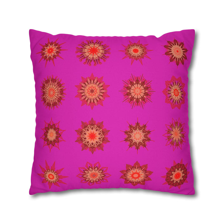 Christmas pillowcase for bed - Spun Polyester Square Pillowcase Mandala Art - Original Fine Art - Hand - drawn, Vibrant Fuchsia - Blululi