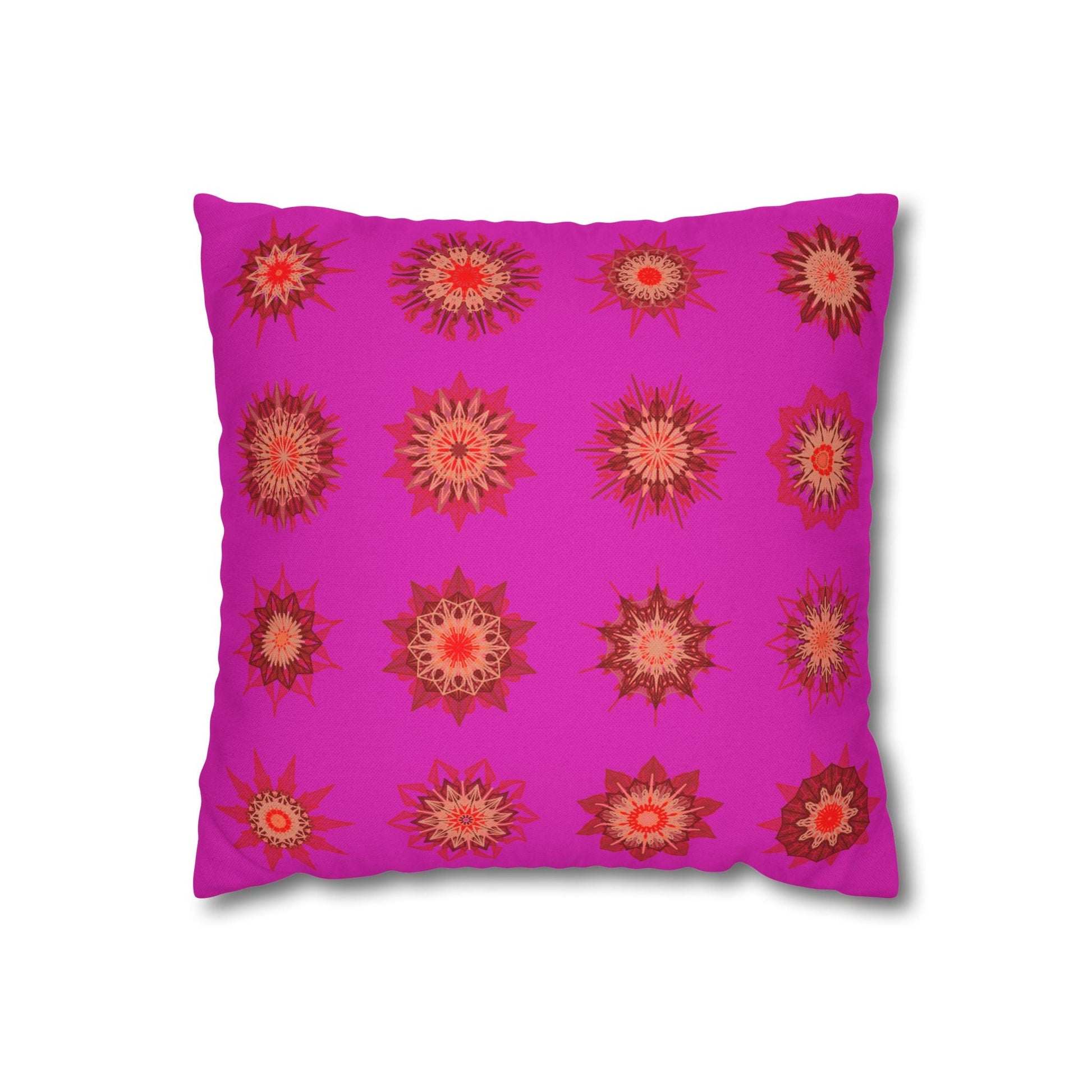 Christmas pillowcase for bed - Spun Polyester Square Pillowcase Mandala Art - Original Fine Art - Hand - drawn, Vibrant Fuchsia - Blululi