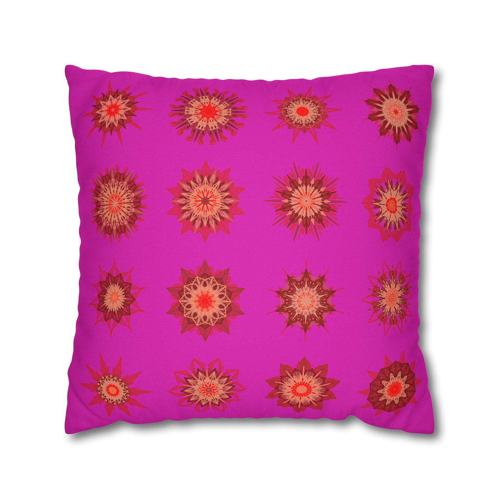 Christmas pillowcase for bed - Spun Polyester Square Pillowcase Mandala Art - Original Fine Art - Hand - drawn, Vibrant Fuchsia - Blululi