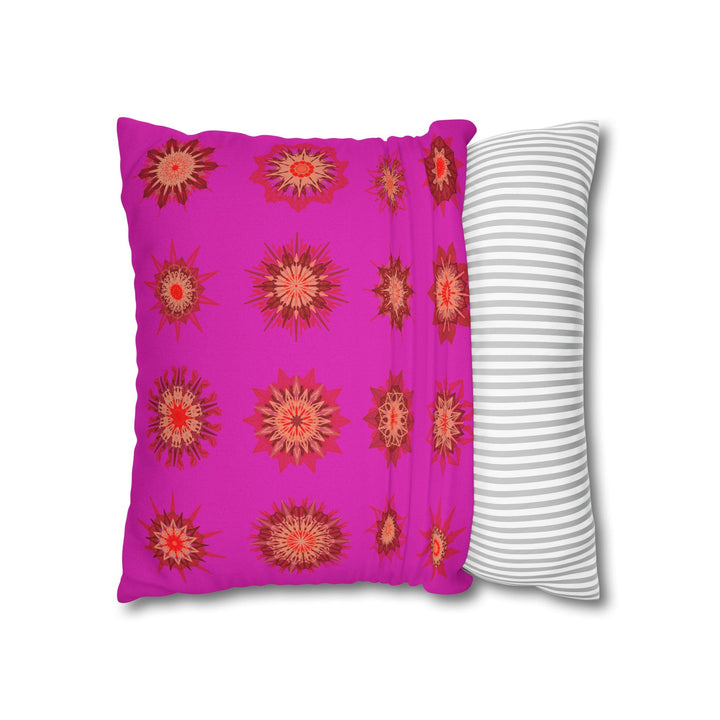 Christmas pillowcase for bed - Spun Polyester Square Pillowcase Mandala Art - Original Fine Art - Hand - drawn, Vibrant Fuchsia - Blululi