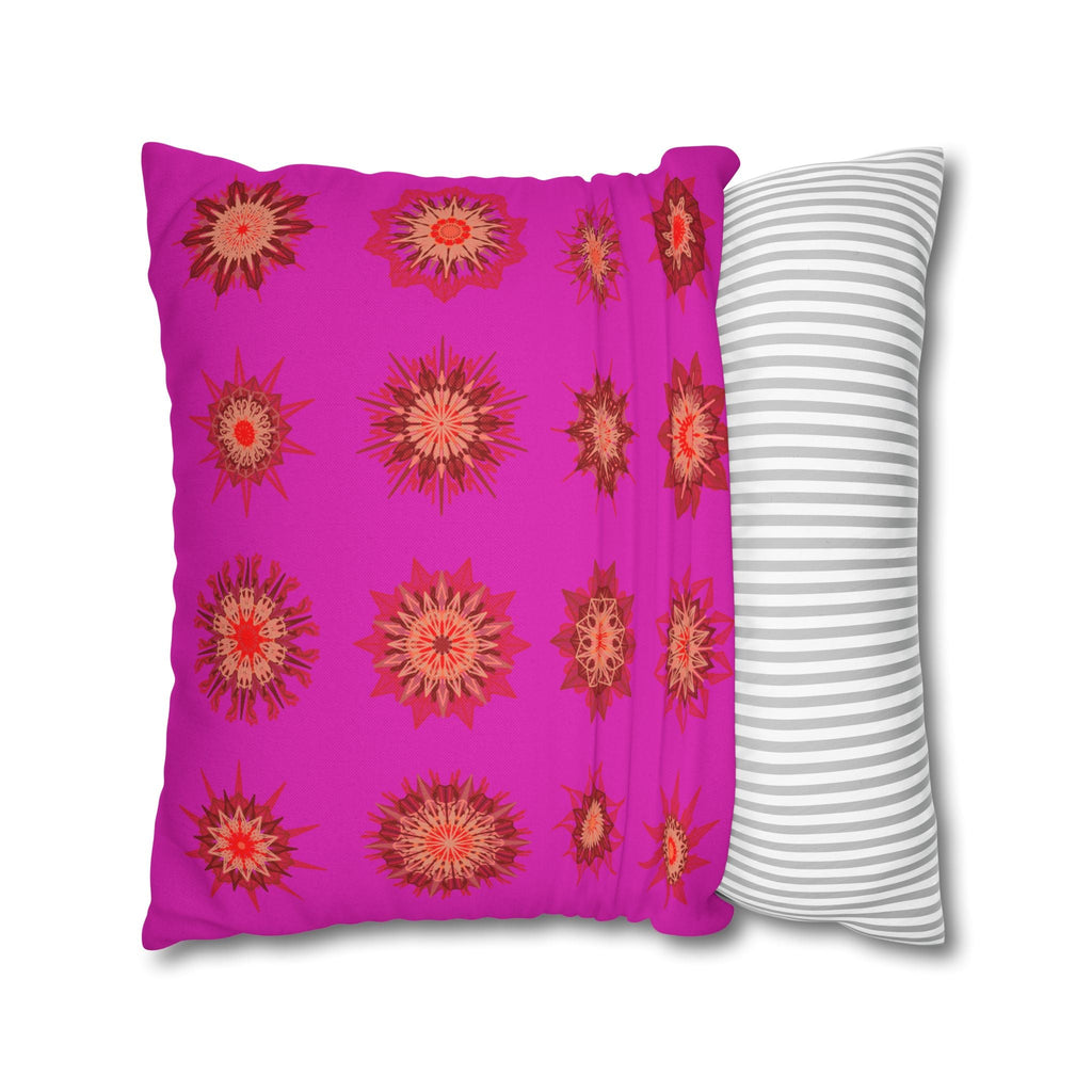 Christmas pillowcase for bed - Spun Polyester Square Pillowcase Mandala Art - Original Fine Art - Hand - drawn, Vibrant Fuchsia - Blululi