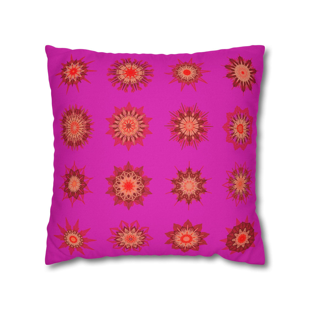 Christmas pillowcase for bed - Spun Polyester Square Pillowcase Mandala Art - Original Fine Art - Hand - drawn, Vibrant Fuchsia - Blululi