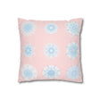 Christmas Snowflake pillowcase for bed - Spun Polyester Square Pillowcase Mandala Art - Original Fine Art - Hand - drawn, Soft Blush Pink - Blululi