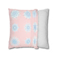 Christmas Snowflake pillowcase for bed - Spun Polyester Square Pillowcase Mandala Art - Original Fine Art - Hand - drawn, Soft Blush Pink - Blululi