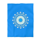 Christmas Snowflakes Microfiber Duvet Cover for Kids' Bed - Mandala Art Drawn by Hand - Mandala on Sky Blue background - Blululi