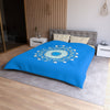 Christmas Snowflakes Microfiber Duvet Cover for Kids' Bed - Mandala Art Drawn by Hand - Mandala on Sky Blue background - Blululi