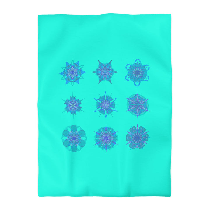 Christmas Snowflakes Microfiber Duvet Cover Mandala Art Drawn by Hand - Mandala on Aqua background - Blululi