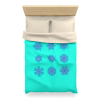 Christmas Snowflakes Microfiber Duvet Cover Mandala Art Drawn by Hand - Mandala on Aqua background - Blululi