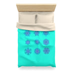 Christmas Snowflakes Microfiber Duvet Cover Mandala Art Drawn by Hand - Mandala on Aqua background - Blululi