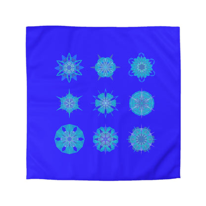 Christmas Snowflakes Microfiber Duvet Cover Mandala Art Drawn by Hand - Mandala on Electric Blue background - Blululi