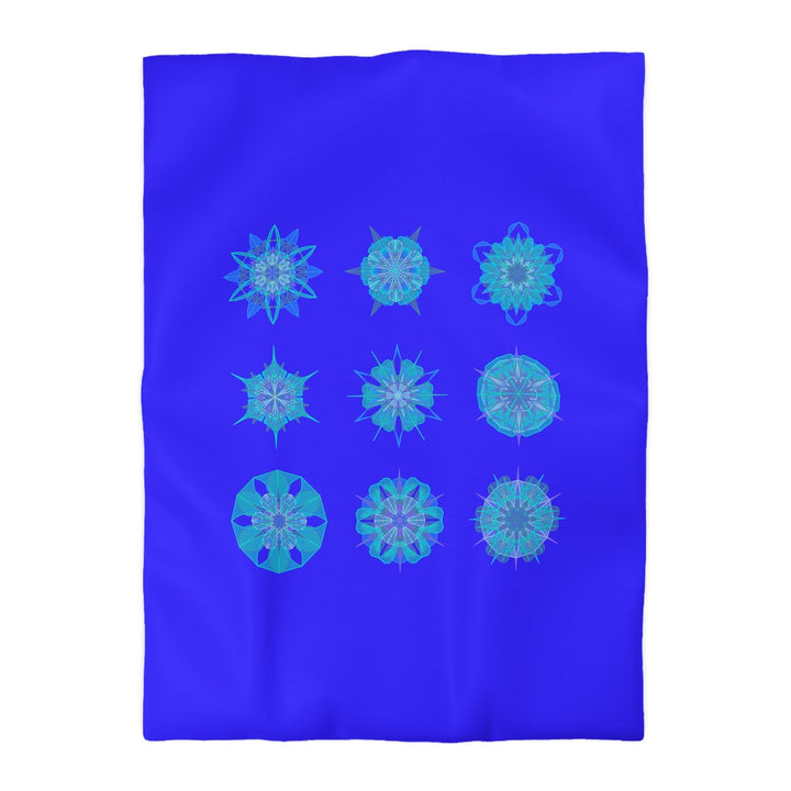 Christmas Snowflakes Microfiber Duvet Cover Mandala Art Drawn by Hand - Mandala on Electric Blue background - Blululi