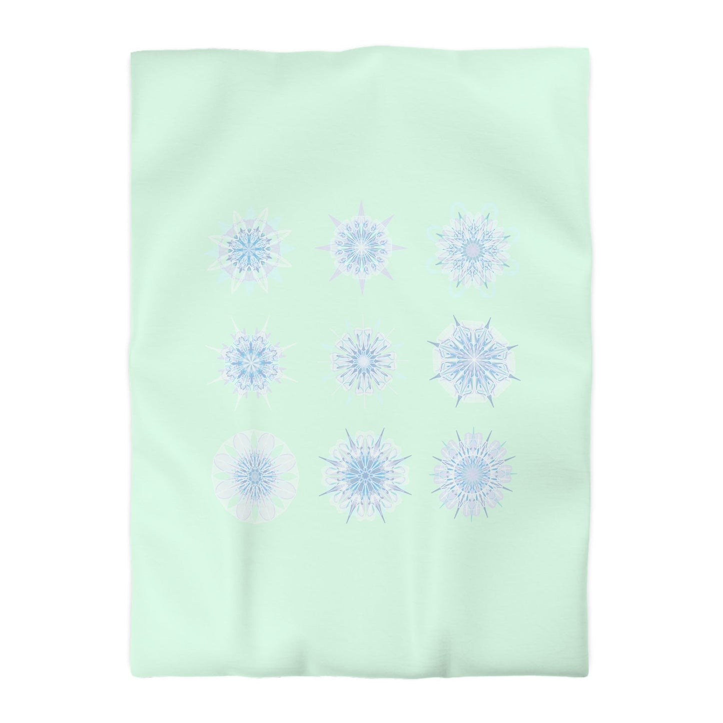 Christmas Snowflakes Microfiber Duvet Cover Mandala Art Drawn by Hand - Mandala on Minty Fresh background - Blululi